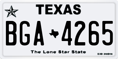 TX license plate BGA4265