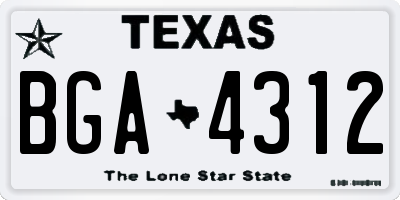 TX license plate BGA4312