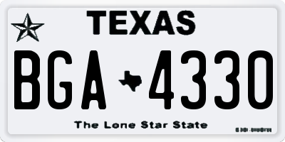 TX license plate BGA4330