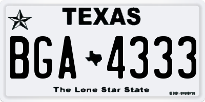 TX license plate BGA4333