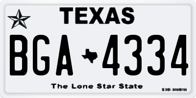 TX license plate BGA4334