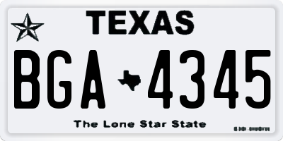 TX license plate BGA4345