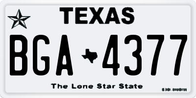 TX license plate BGA4377
