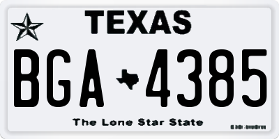 TX license plate BGA4385