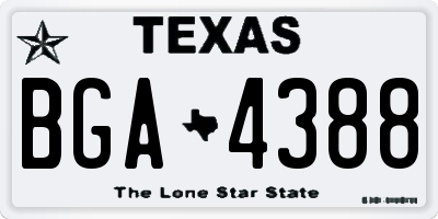 TX license plate BGA4388