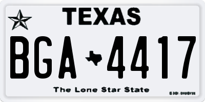 TX license plate BGA4417