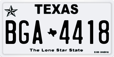 TX license plate BGA4418