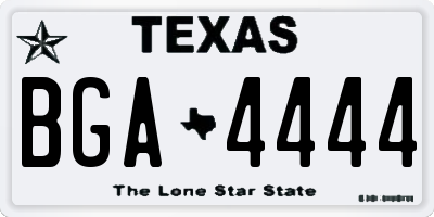 TX license plate BGA4444