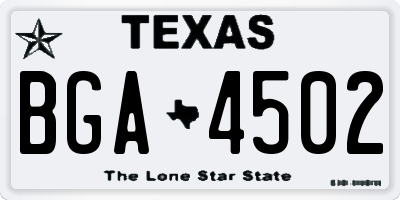 TX license plate BGA4502