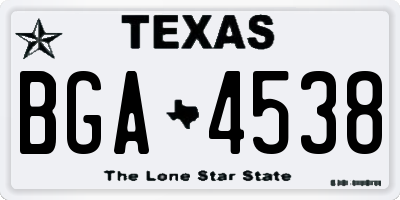 TX license plate BGA4538
