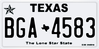 TX license plate BGA4583