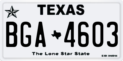 TX license plate BGA4603