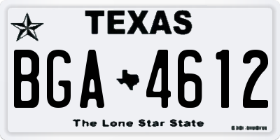 TX license plate BGA4612