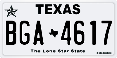 TX license plate BGA4617