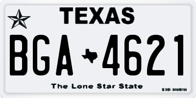 TX license plate BGA4621