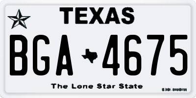 TX license plate BGA4675