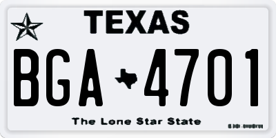TX license plate BGA4701