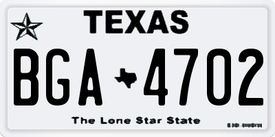 TX license plate BGA4702