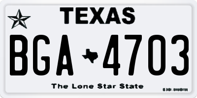 TX license plate BGA4703