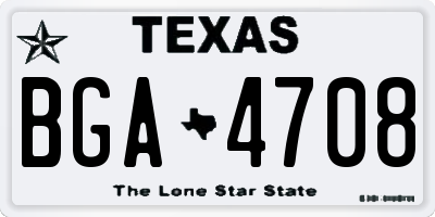 TX license plate BGA4708