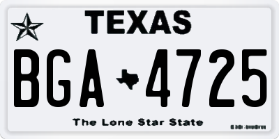TX license plate BGA4725