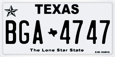 TX license plate BGA4747