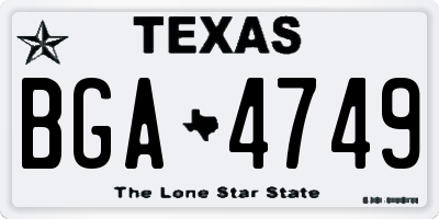 TX license plate BGA4749