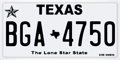TX license plate BGA4750