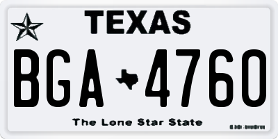 TX license plate BGA4760
