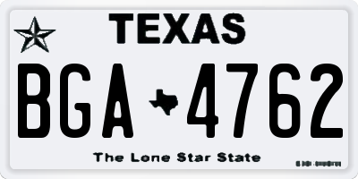 TX license plate BGA4762