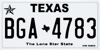 TX license plate BGA4783