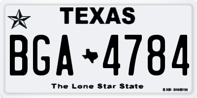 TX license plate BGA4784