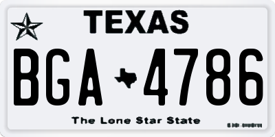 TX license plate BGA4786