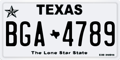 TX license plate BGA4789
