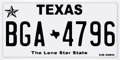 TX license plate BGA4796