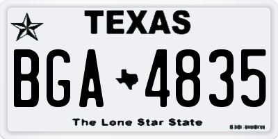 TX license plate BGA4835