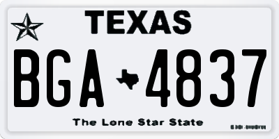 TX license plate BGA4837