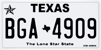 TX license plate BGA4909