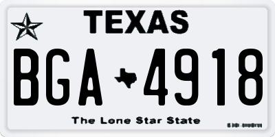 TX license plate BGA4918