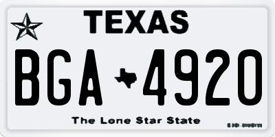 TX license plate BGA4920