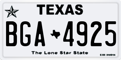 TX license plate BGA4925