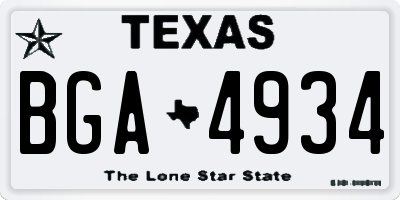 TX license plate BGA4934