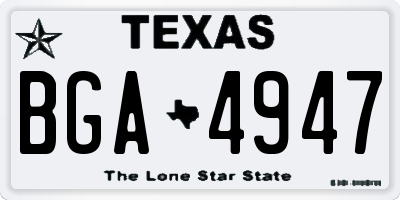 TX license plate BGA4947