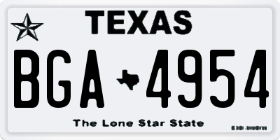 TX license plate BGA4954