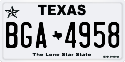 TX license plate BGA4958