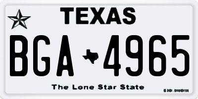 TX license plate BGA4965