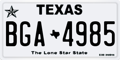 TX license plate BGA4985