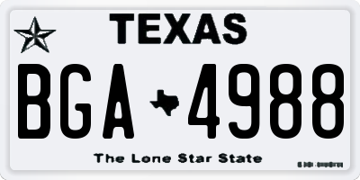 TX license plate BGA4988