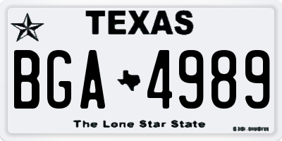 TX license plate BGA4989