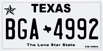 TX license plate BGA4992